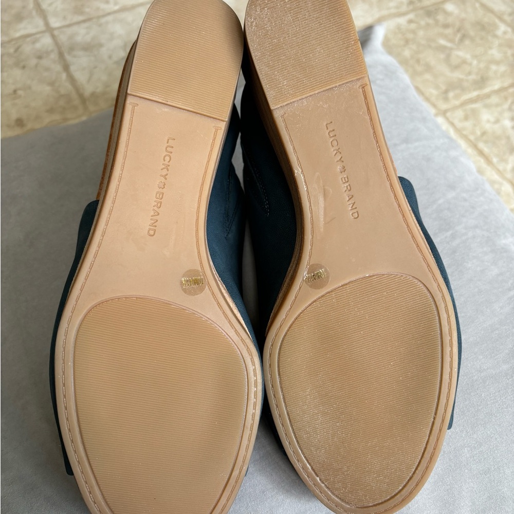 NEW! Lucky Brand Blue leather wedge shoes size 10 M - Picture 5 of 7